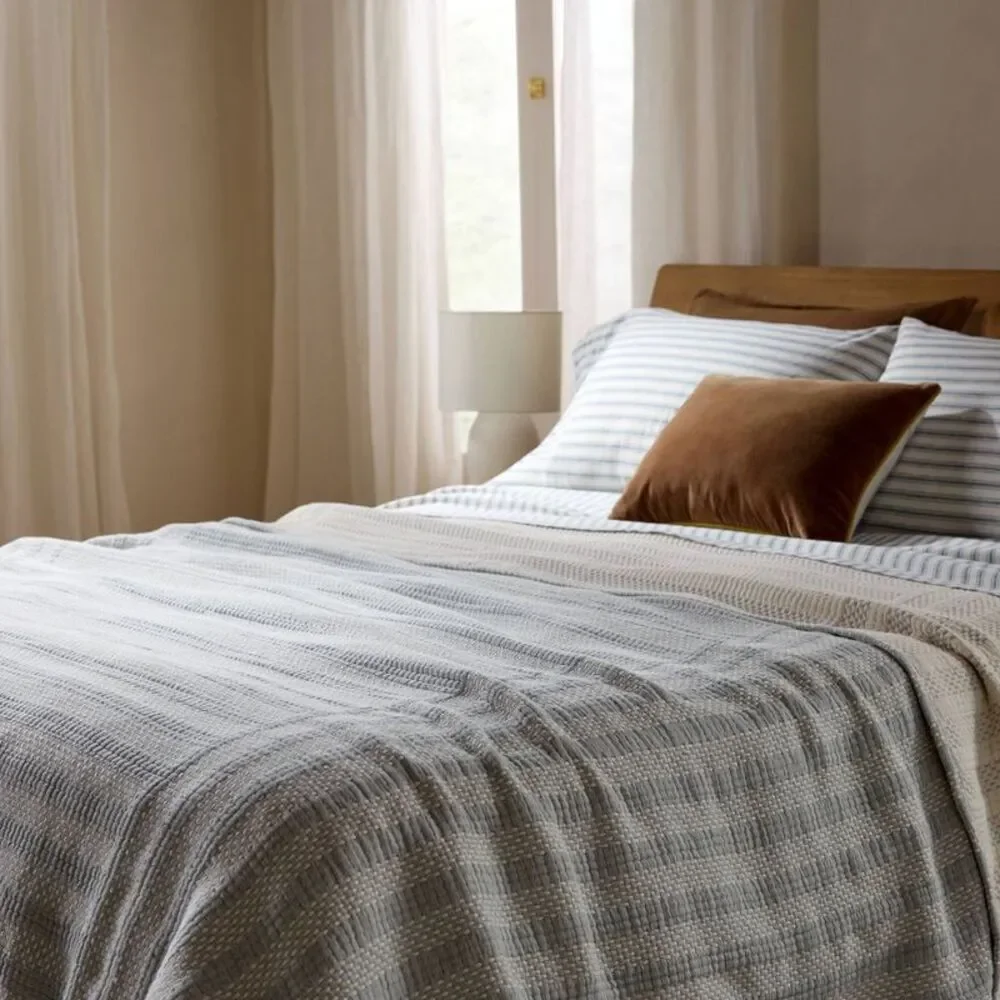 Open Box - Parachute - Desert Stripe Bed Blanket Queen/King Cove - Parach Blue